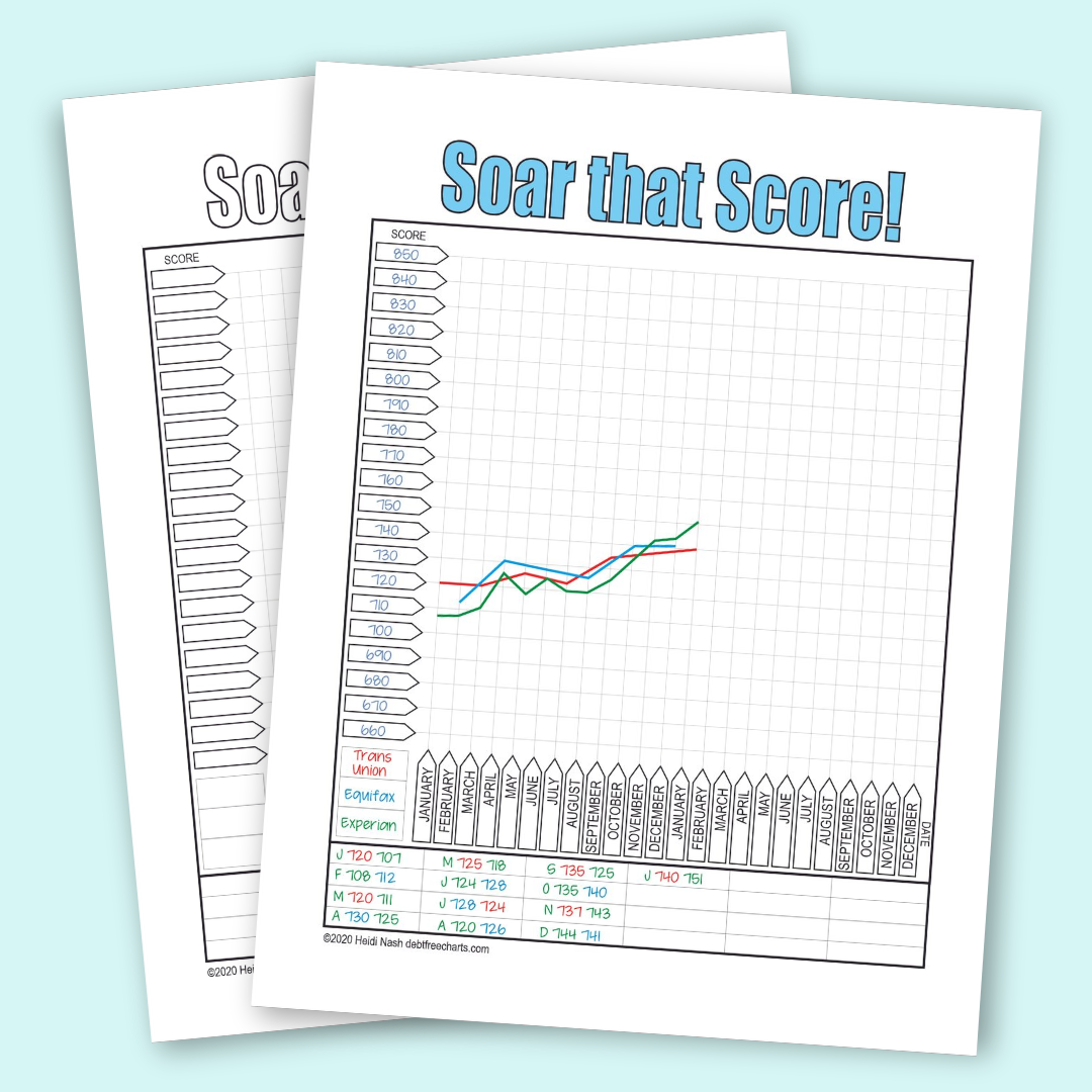 soar that score - credit score tracker – debt free charts
