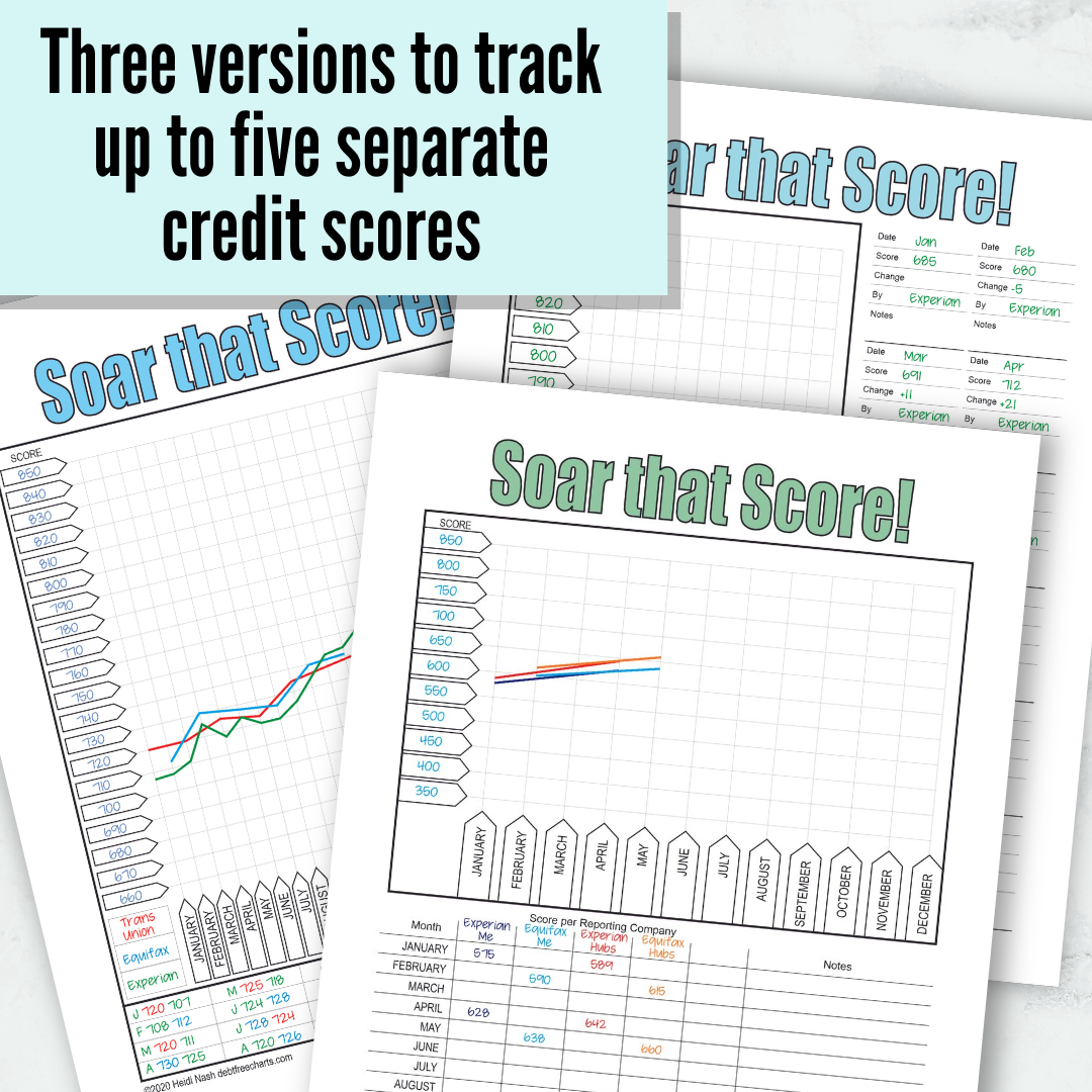 Soar that Score - Credit Score Tracker – Debt Free Charts for Credit Score Tracker Printable Free