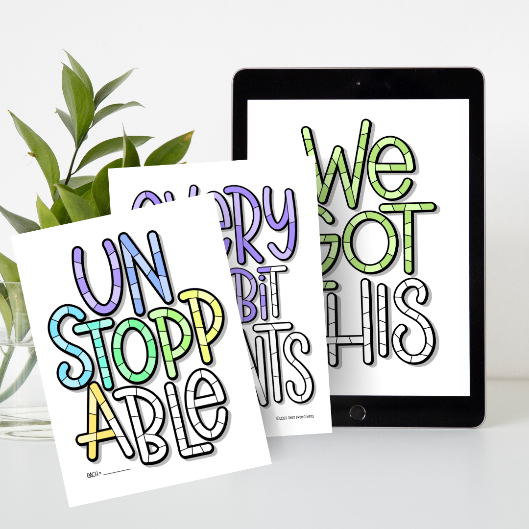 Encouraging Lettering Set – Debt Free Charts