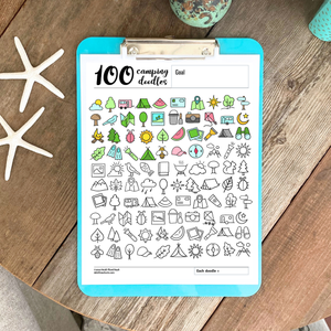 100 Travel Camping Doodles Tracking Chart