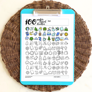 100 Travel Winter Doodles Tracking Chart