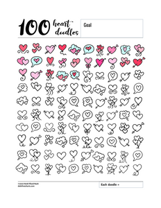 100 Love & Hearts Doodles Tracking Chart