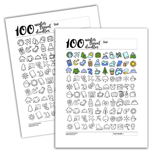 100 Travel Winter Doodles Tracking Chart