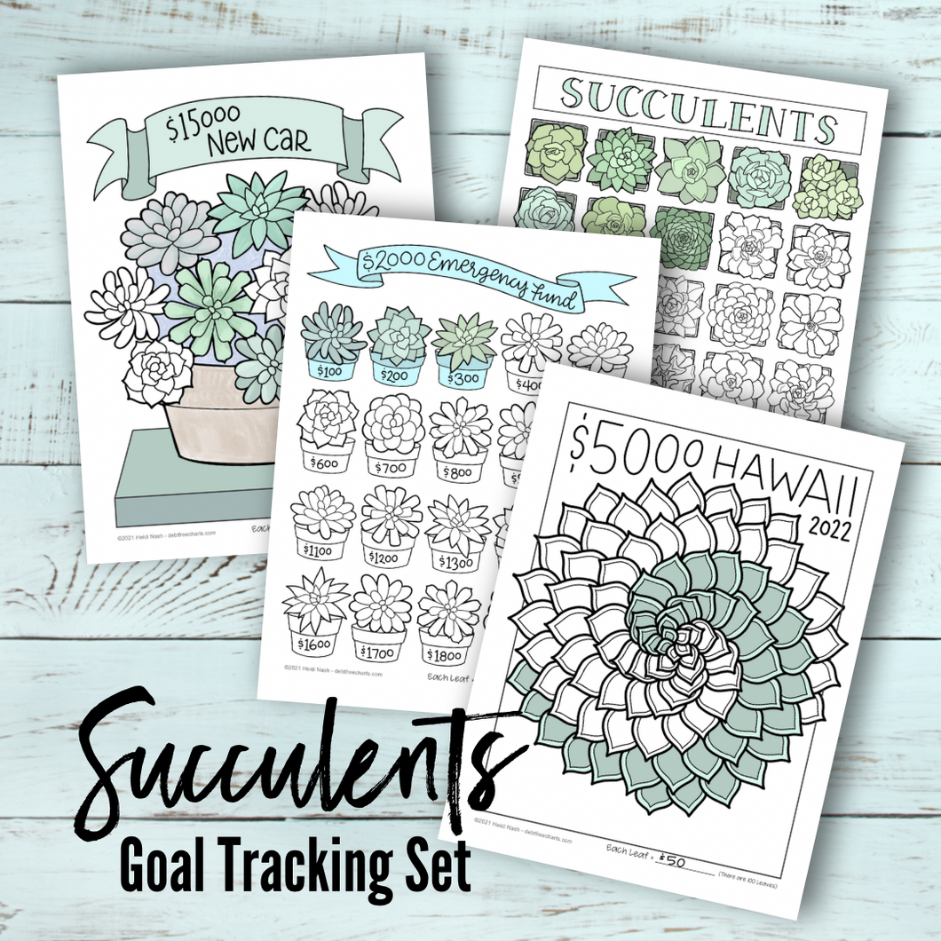 Succulents Goal Tracking Set