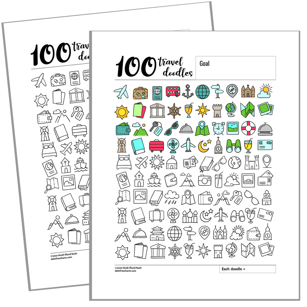 100 Travel World Doodles Tracking Chart