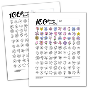 100 Flowers Doodles Tracking Chart