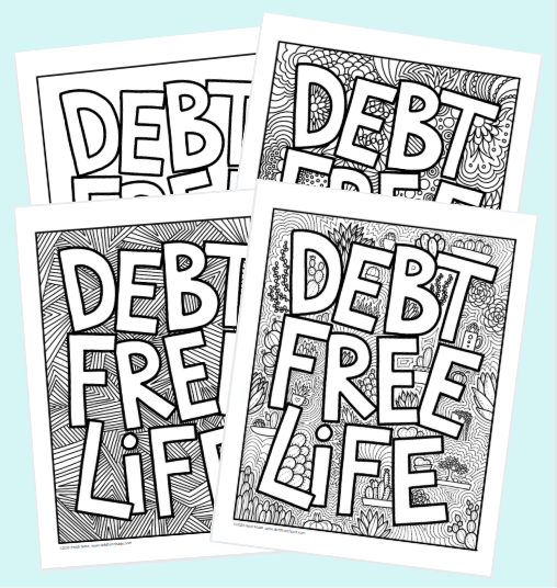 Debt Free Life Coloring Page Pack – Debt Free Charts