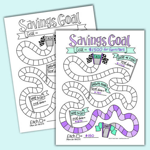 Savings Goal Game Tracking Chart