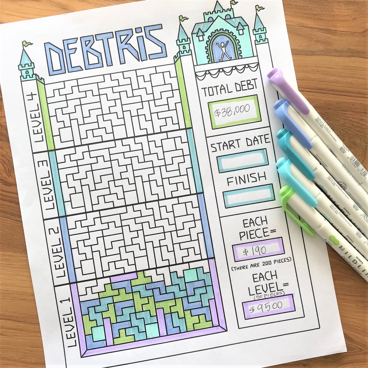 Debtris Tracking Chart – Debt Free Charts