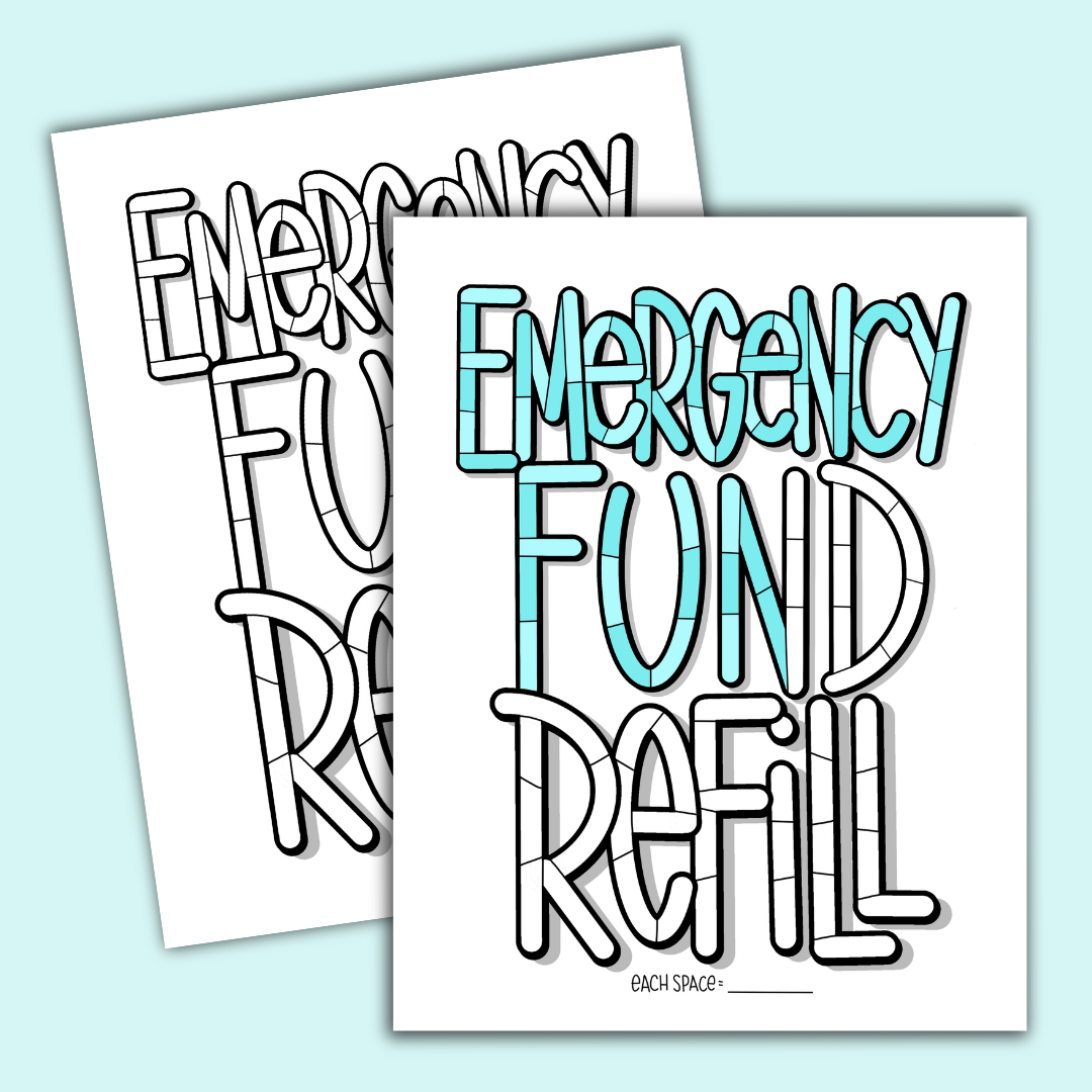 Emergency Fund Lettering Emergency Fund Refill - Lettering – Debt Free Charts