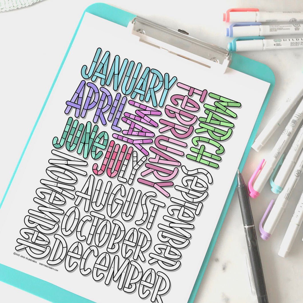 Months Of The Year Lettering Tracker Debt Free Charts months-of-the-year-lettering-tracker-debt-free-charts