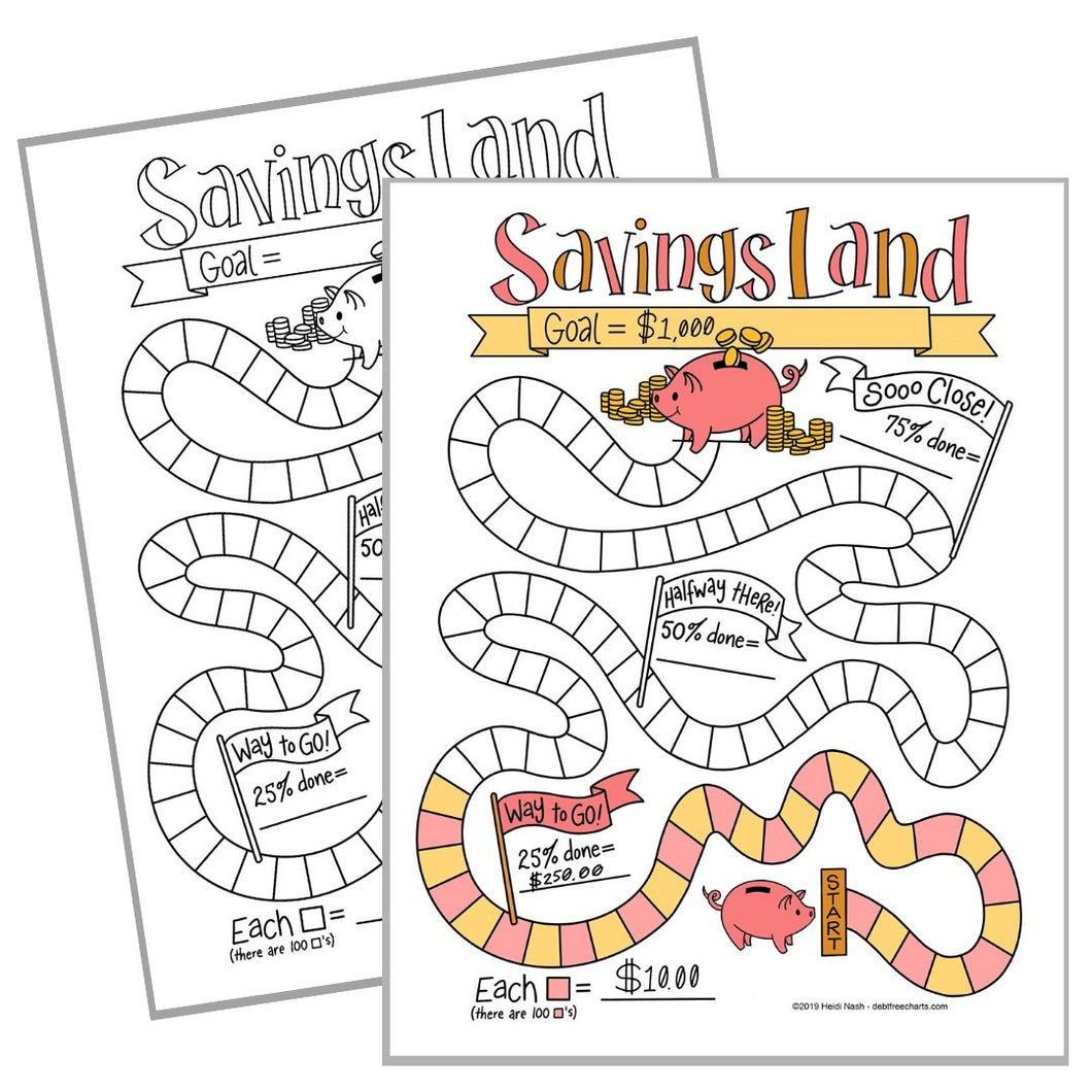 Savings Land Game Tracking Chart